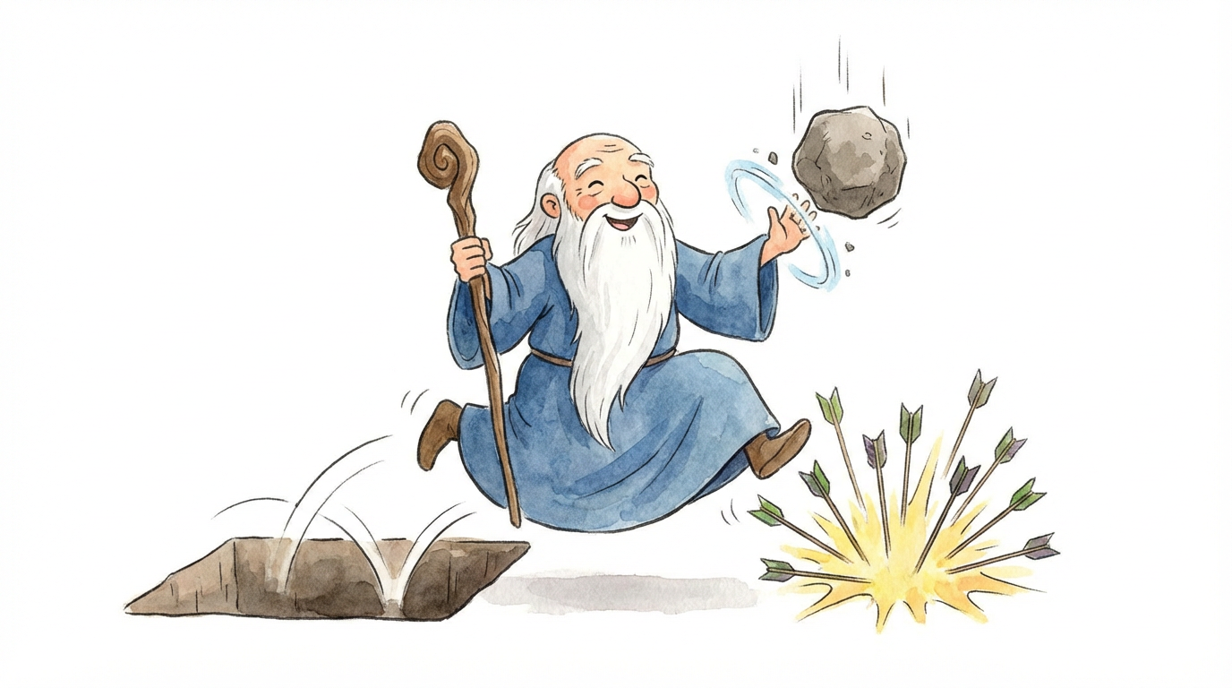 賢者が３つの罠をはねつける画像