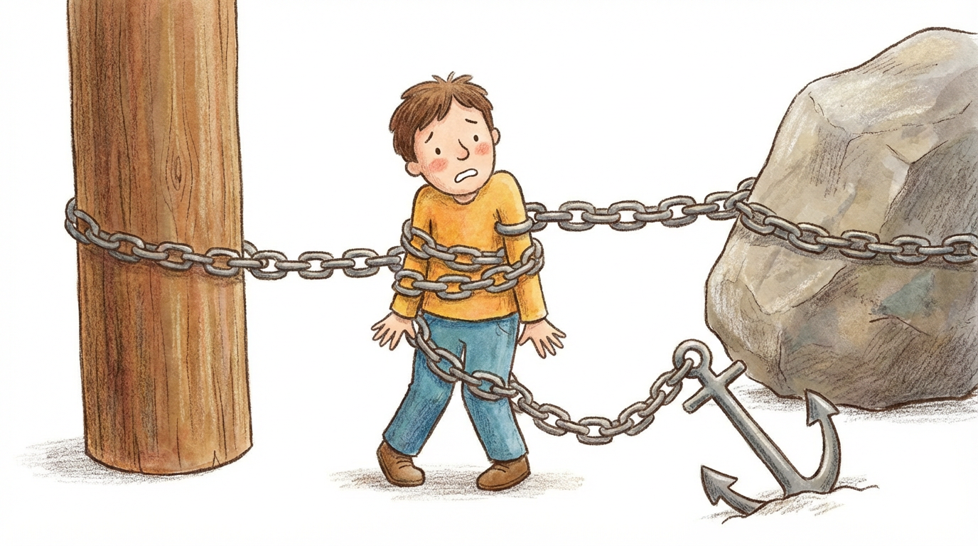 鎖に繋がれた人の画像