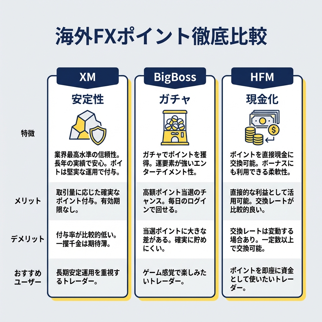 海外FXポイントプログラム徹底比較表