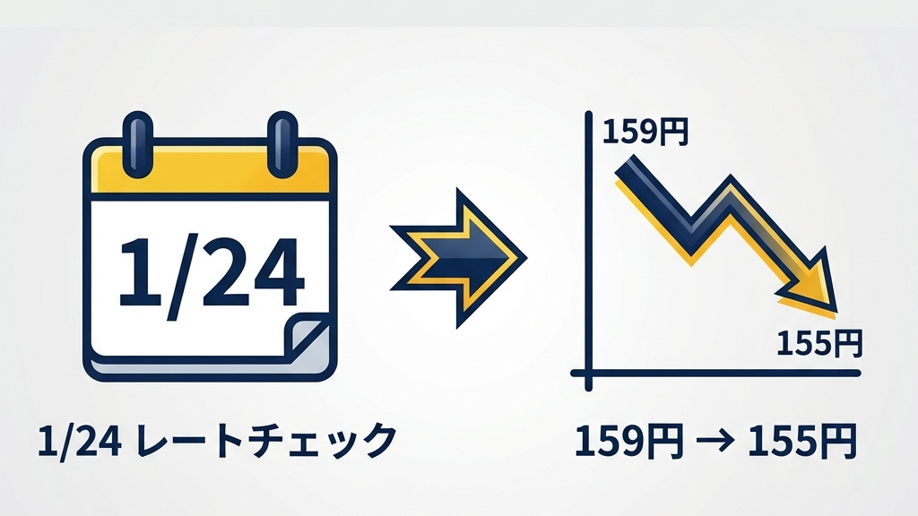 1月24-25日レートチェックの為替変動タイムライン