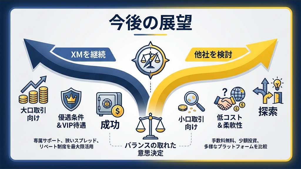 XMを継続するか他社を検討するかの今後の展望