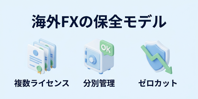 海外FXの保全モデル（複数ライセンス・分別管理・ゼロカット）