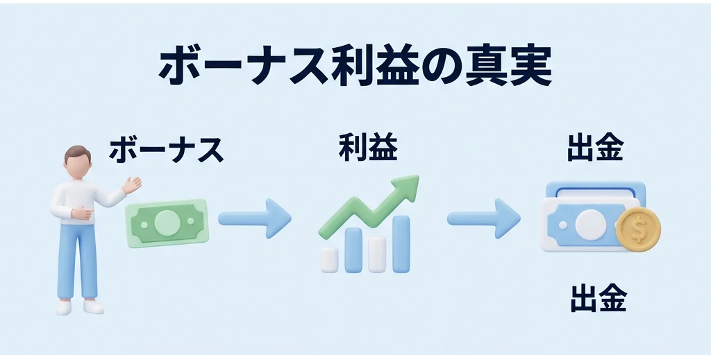 4. ボーナスは出金できないが、ボーナスで得た「利益」は全額自分のものになる