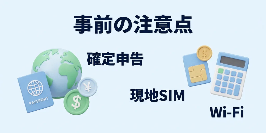 5. 始める前の注意点——確定申告・現地SIM・Wi-Fi環境