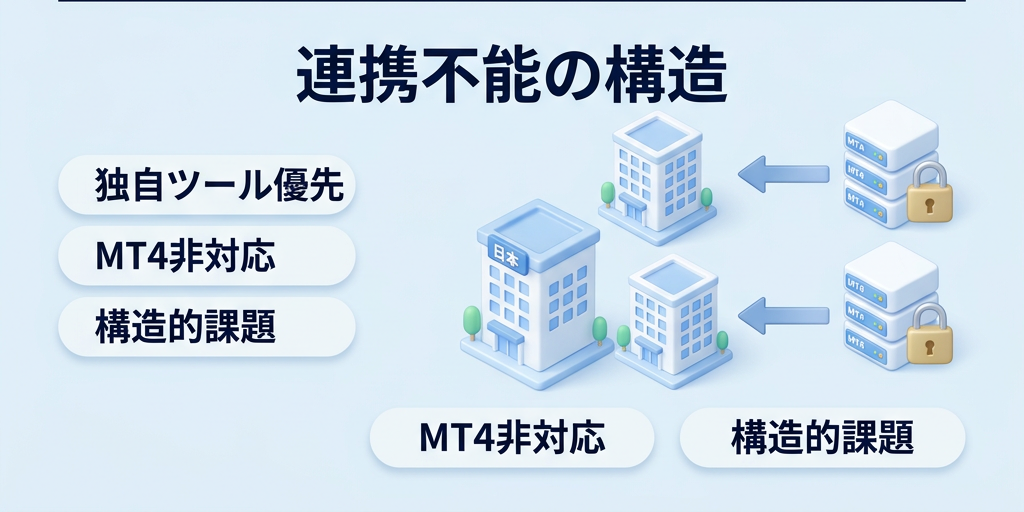 2. 国内業者でTradingView×MT4連携ができない構造的な理由